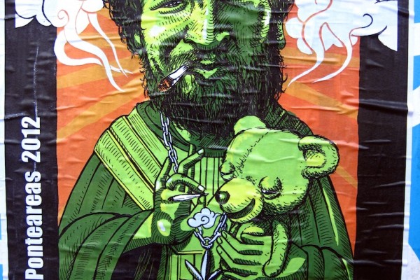 carteles callejeros san canuto contra a prohibicion do canabo