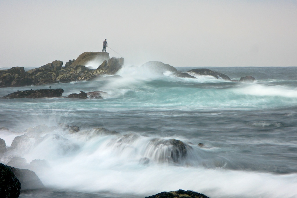 Pescador en Cabo Silleiro al amanecer · Timelapse