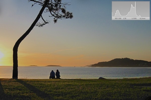 puesta de sol en playa america (subexpuesta -1EV)