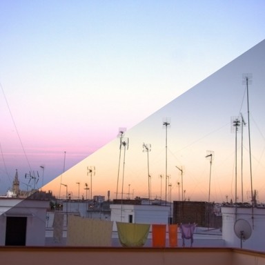 tejados de Sevilla y catedral desde el barrio de Triana anochecer y amanecer (ocaso y orto)