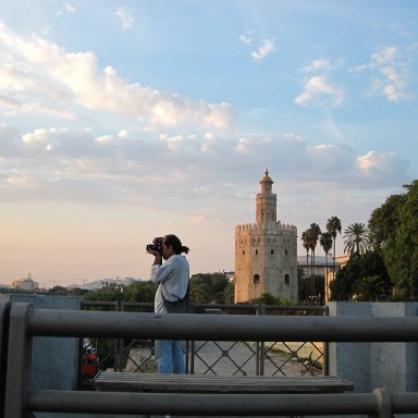 torre del oro desde puente de san telmo, sevilla (foto original)