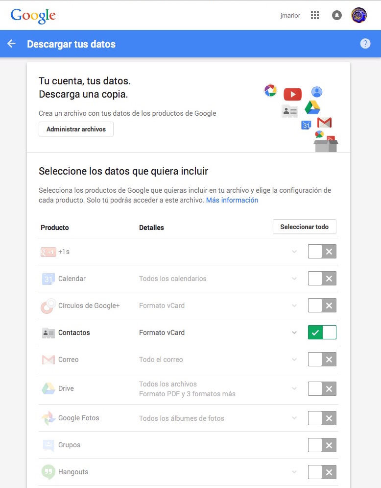 Cómo exportar tus contactos de Gmail con Google Takeout