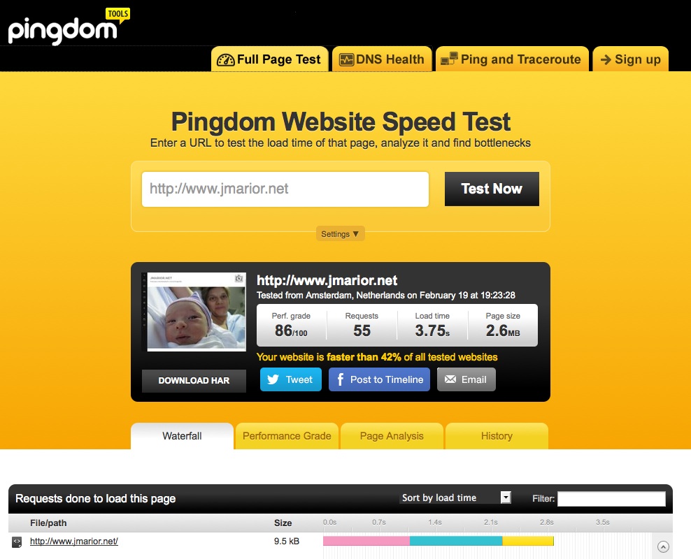 Pingdom Tools · Comprueba el rendimiento de tu web