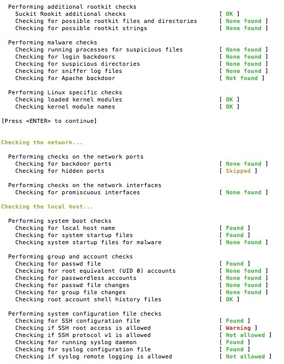 Comprobar la seguridad de un servidor Linux con rkhunter