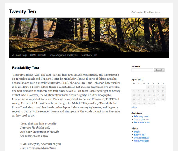 Twenty Ten WordPress Theme